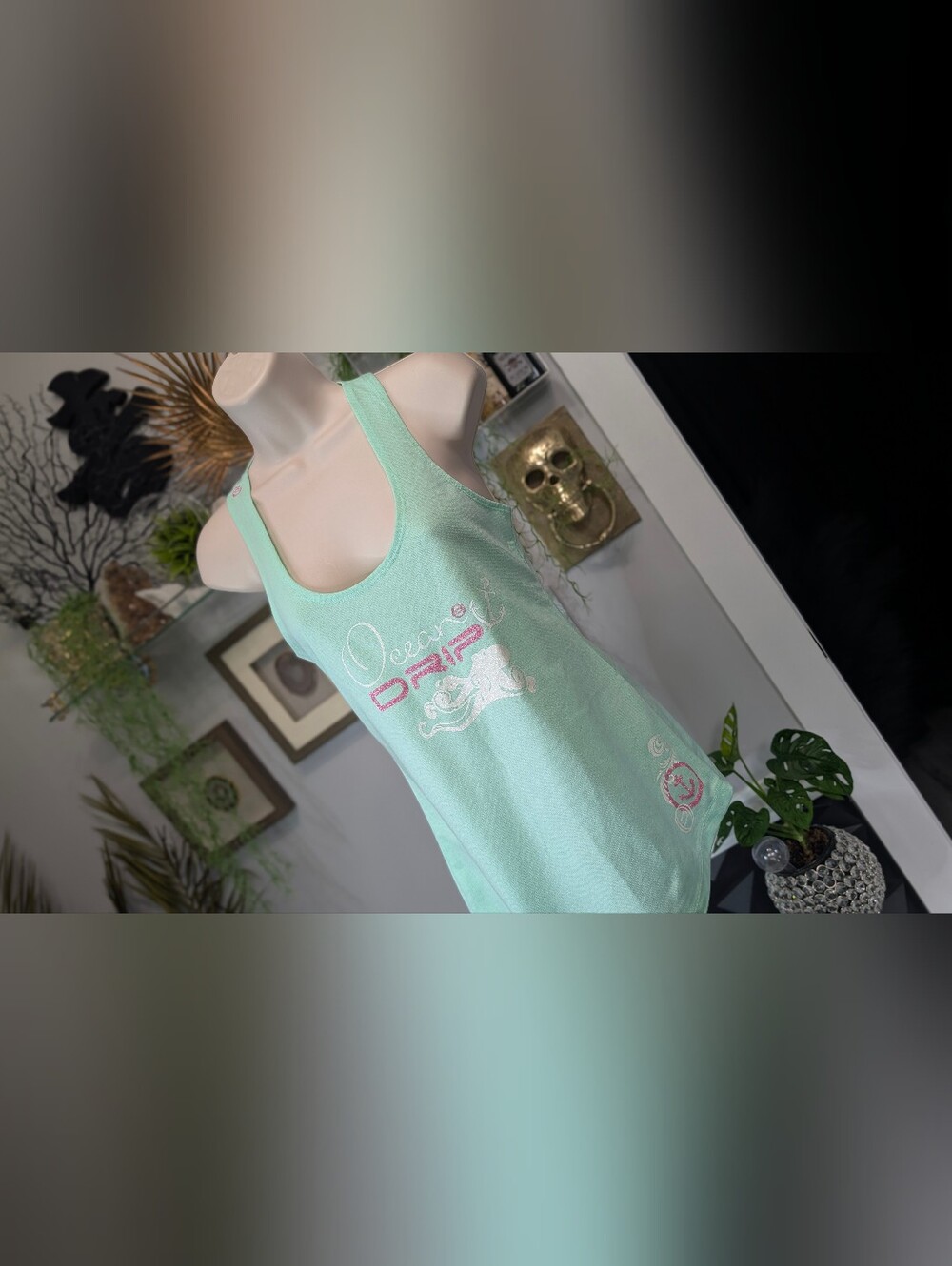 Ocean Drip Glitter Octopus & Anchor Tank Top XS NWT